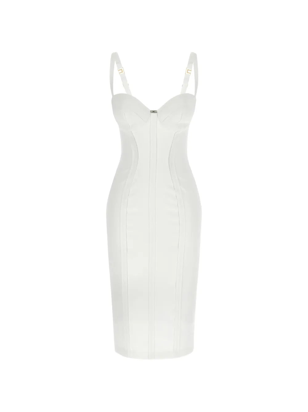 Elisabetta Franchi Sleeveless Midi Dress — White — Size XS — Front View