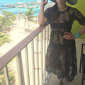 Transparent Dress Sleeve Beach Dress — Black — Size 2XL — Front View